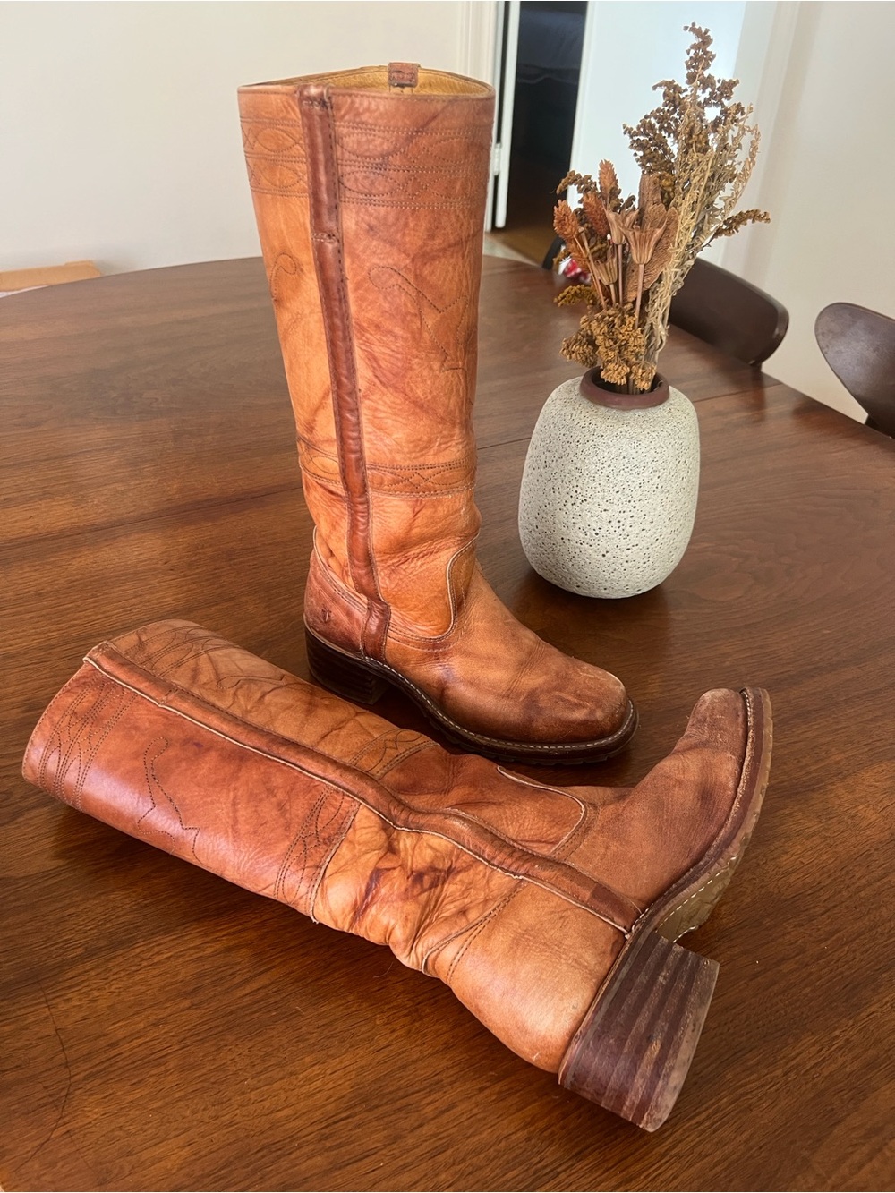 Frye Campus Western Tall Leather Boots โ Cognac